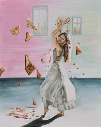 She reigns the gold  chains von Sofi Gaya, Malerei kaufen auf Singulart