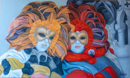 Masques de Venise von asmaa bouanane, Malerei kaufen auf Singulart