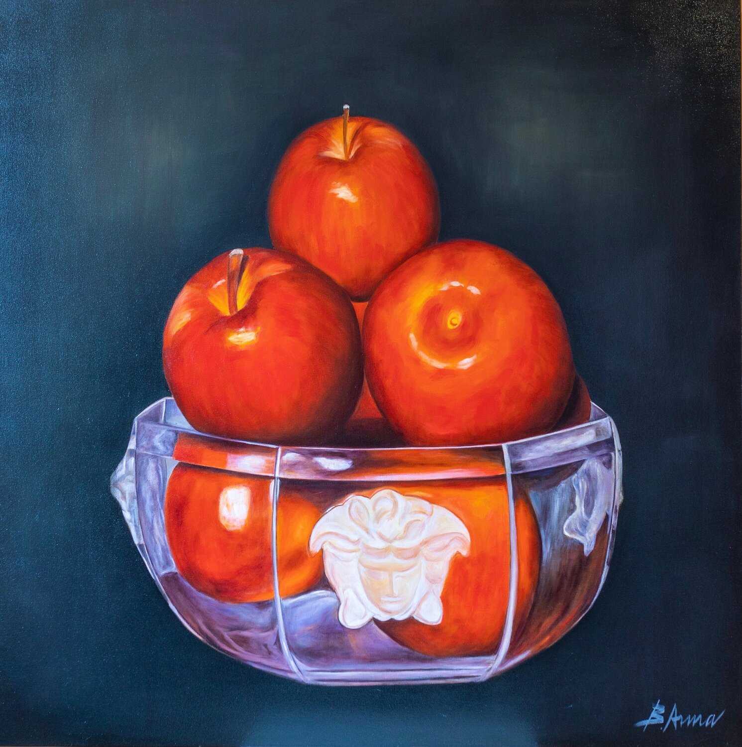Apples in a crystal bowl asmaa bouanane