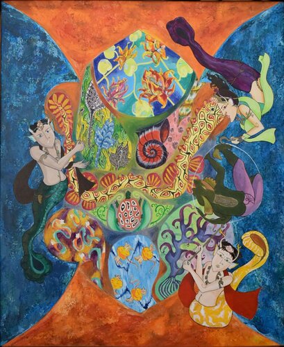 Panch Mahabhoot - the harmony of water di Nidhi Shah, Pittura in vendita su Singulart