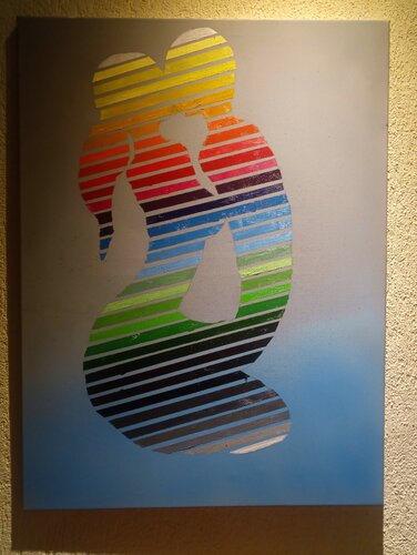 Amanti nell'arcobaleno             (Liebende im Regenbogen) di Leonardo Ecola, Pittura in vendita su Singulart