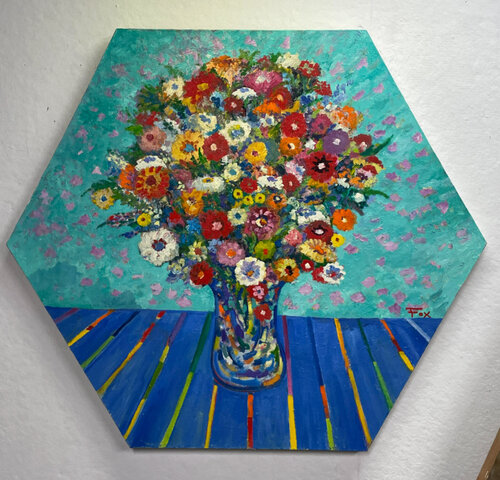 Hex. Flowers #1 van David Fox, Schilderij te koop op Singulart