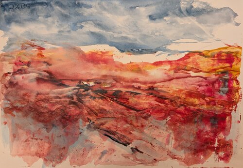Rote Landschaft van Edeltraud Steurer, Schilderij te koop op Singulart