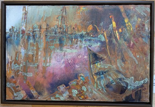 Gondeln in Venedig de Edeltraud Steurer, Pintura a la venta en Singulart
