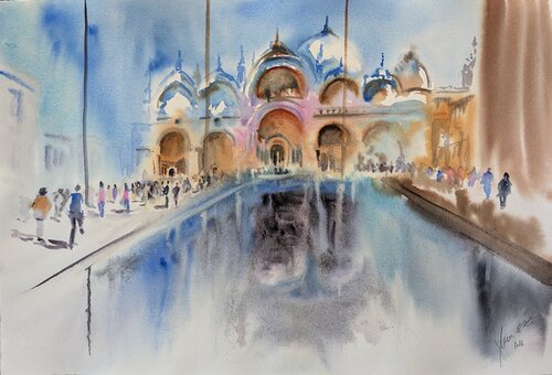 Markusplatz Venedig de Edeltraud Steurer, Pintura a la venta en Singulart