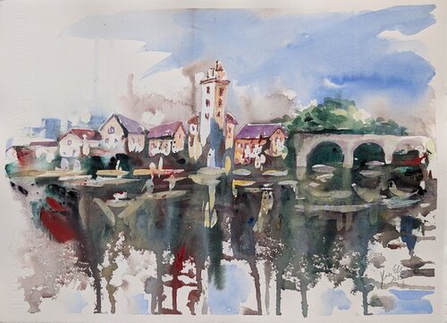 Brücke zur alten Stadt de Edeltraud Steurer, Pintura a la venta en Singulart