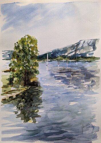 Am Mondsee (Austria) par Edeltraud Steurer, Peinture en vente sur Singulart