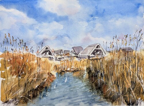 Im Schilf (Neusiedlersee - Austria) par Edeltraud Steurer, Peinture en vente sur Singulart