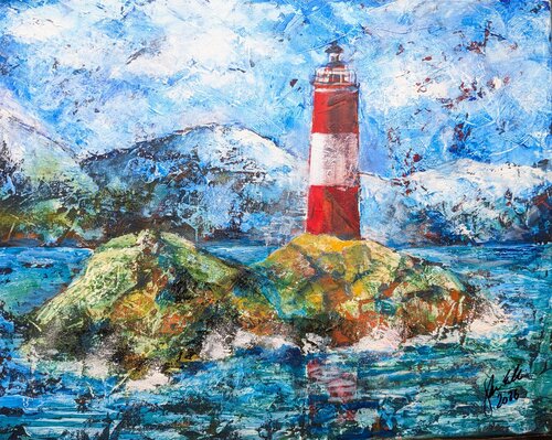 Leuchtturm am Ende der Welt (Ushuaia- Argentinien) by Edeltraud Steurer, 회화 for Sale on Singulart