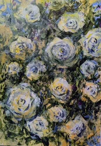 Rosen im Garten by Edeltraud Steurer, Painting for Sale on Singulart