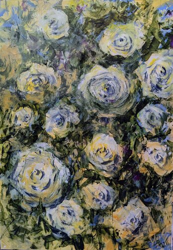 Rosen im Garten by Edeltraud Steurer, Painting for Sale on Singulart