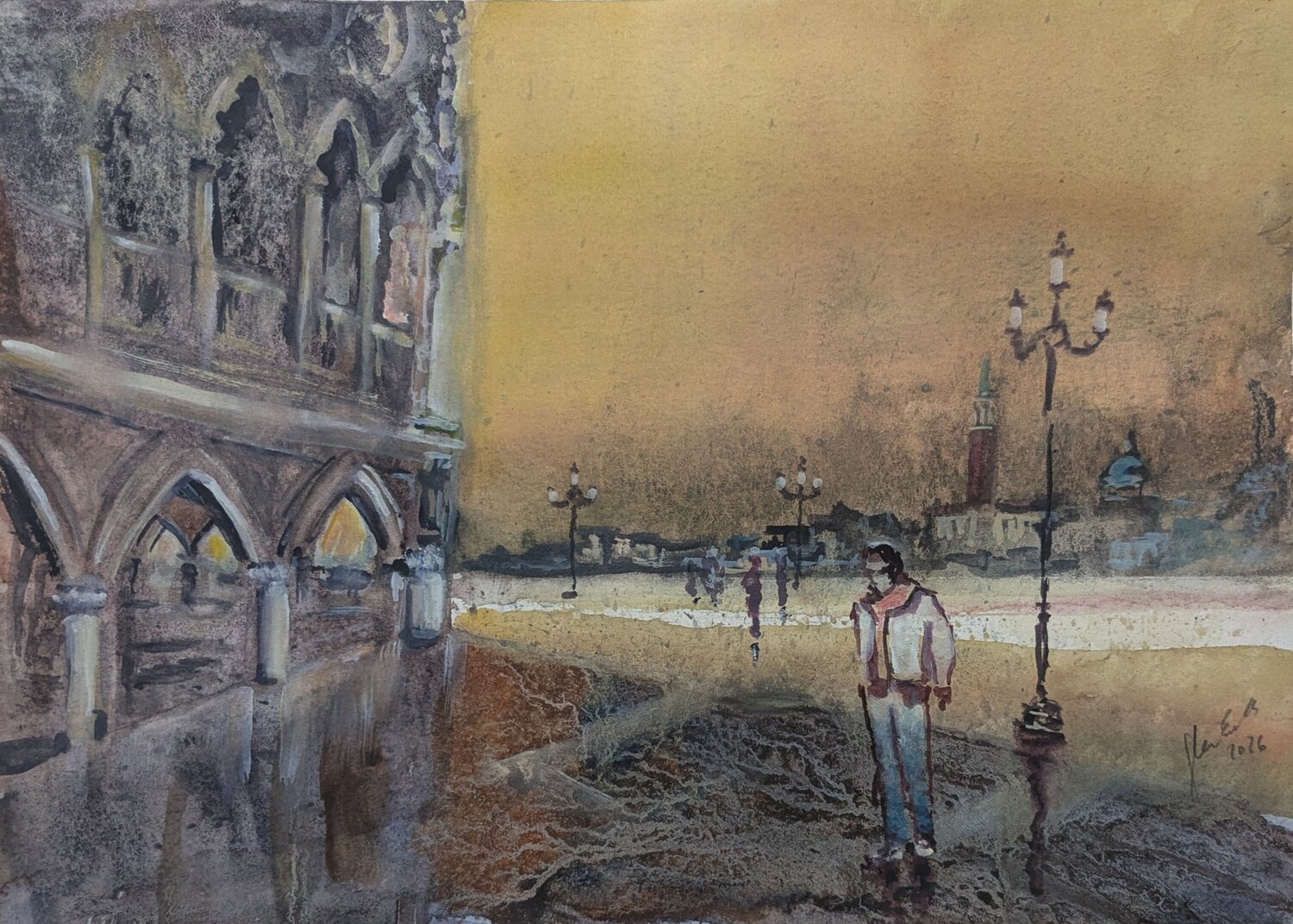 Goldene Stille in Venedig Edeltraud Steurer Origineel schilderij te koop