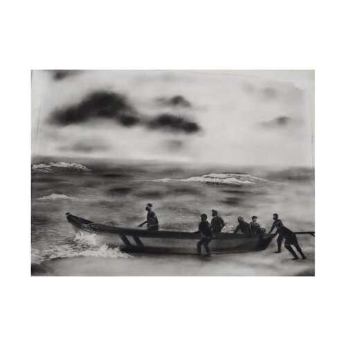 THE BOAT TAKE THEIR BREATH par Anna Tharakan, Œuvre sur papier en vente sur Singulart