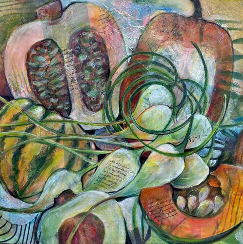 Fragmented Harvest: Scapes and Squash by Kathi Rudko, Other Media for Sale on Singulart