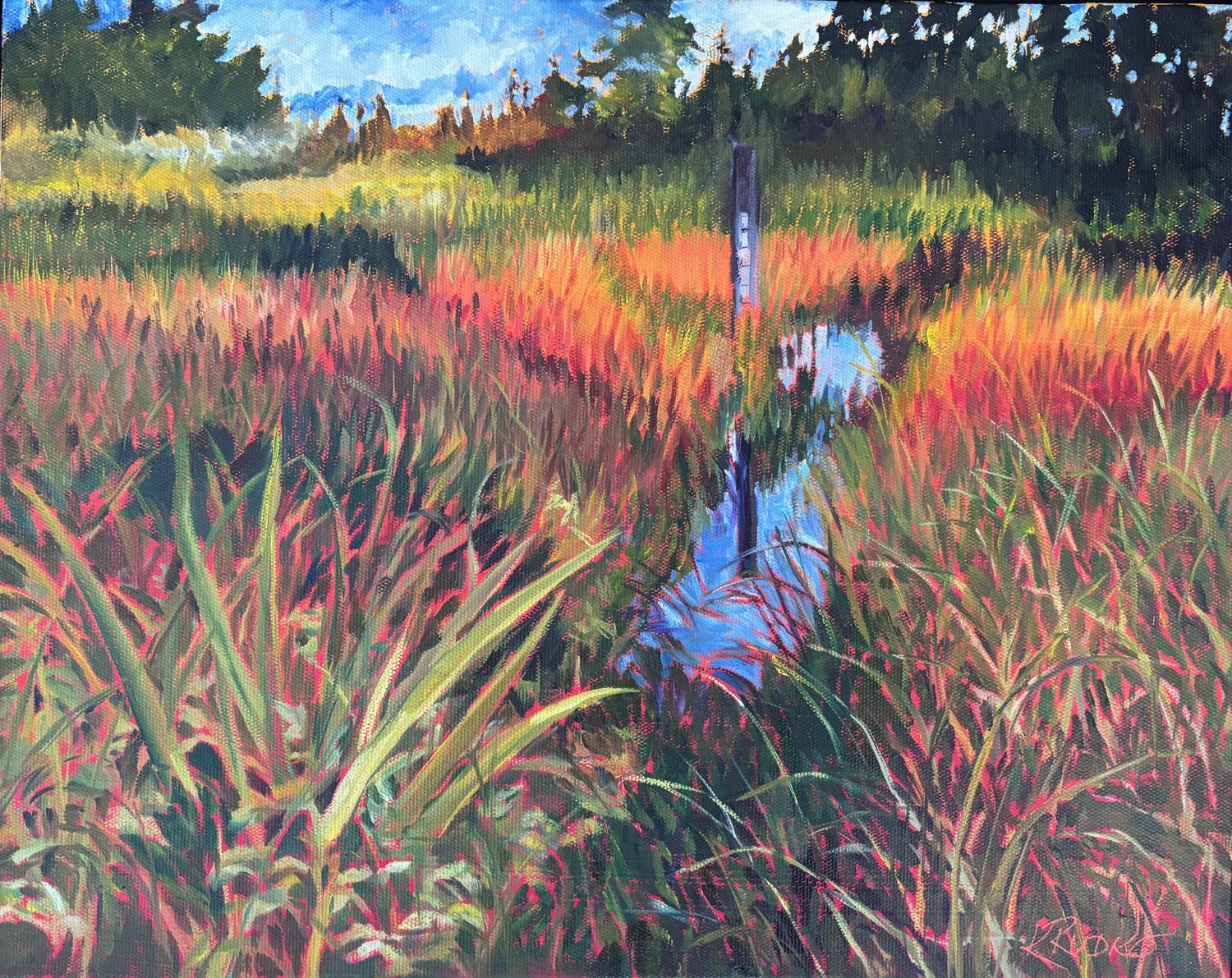 Marsh Meandering Kathi Rudko Dipinto originale in vendita