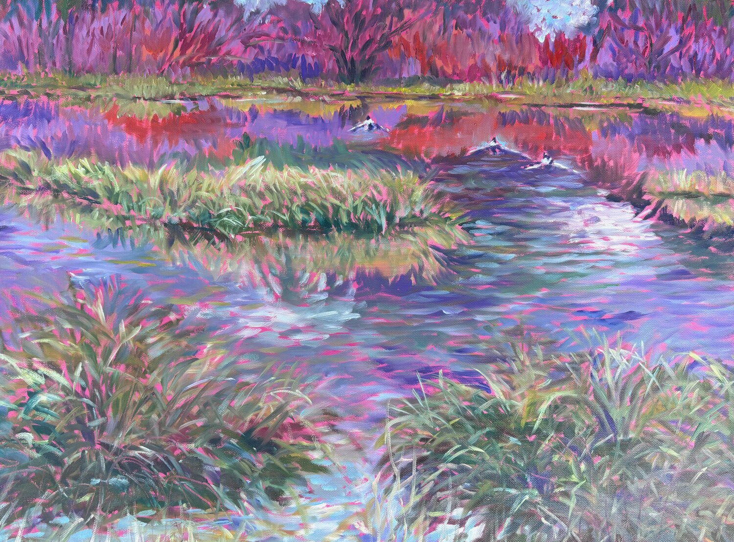 A Lazy Paddle Kathi Rudko Origineel schilderij te koop