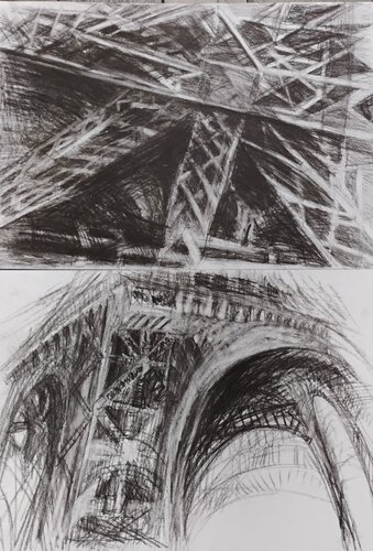 Contructs series, Eiffel diptych by Elżbieta Kamieńska-Mruszczak, Work on Paper for Sale on Singulart