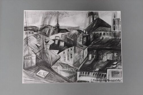 Rooftops series III van Elżbieta Kamieńska-Mruszczak, Werk op papier te koop op Singulart