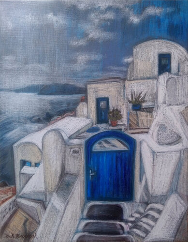 Blue Door von Elżbieta Kamieńska-Mruszczak, Malerei kaufen auf Singulart
