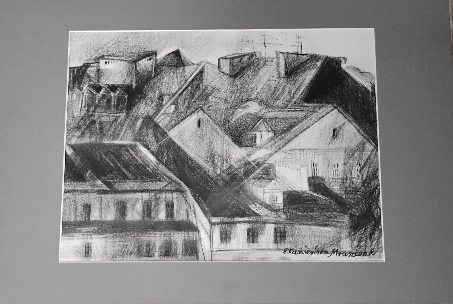 Rooftops series II Elżbieta Kamieńska-Mruszczak Werk auf Papier zu verkaufen