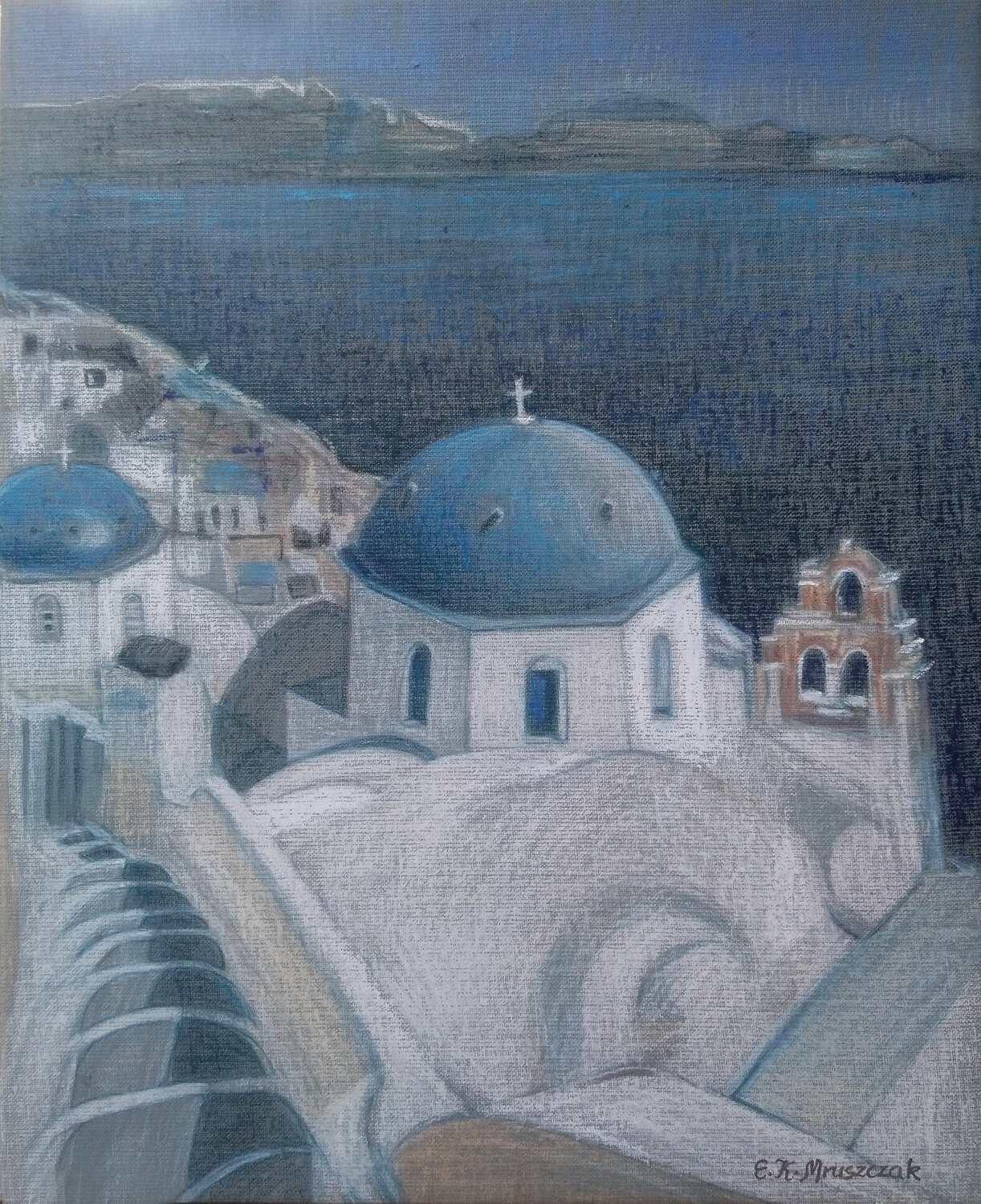 Blue dome Elżbieta Kamieńska-Mruszczak Dipinto originale in vendita