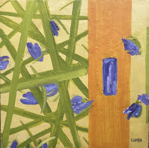 Iris in an orange flower vase Elisabetta Sonda