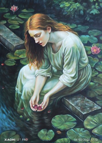 Thoughts among the water lilies di Lorena Clementi, Pittura in vendita su Singulart