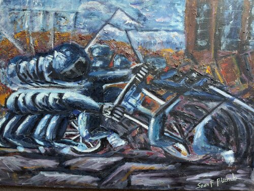 Cubistic Motorcylist van Sean Plumb, Schilderij te koop op Singulart