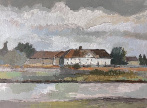 Haus am Fluss von Barbara Landbeck, Malerei kaufen auf Singulart