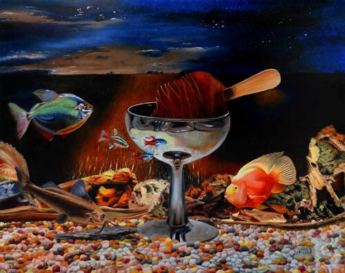 A Whole Other Kettle of Fish di Debra Keirce, Pittura in vendita su Singulart