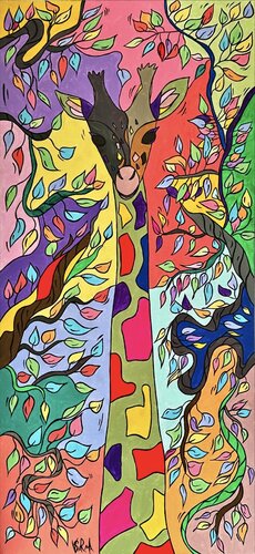 Giraffe Among the Trees by Veronika Sarma, Painting for Sale on Singulart