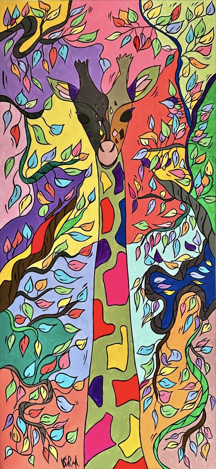 Giraffe Among the Trees Veronika Sarma Pintura original en venta