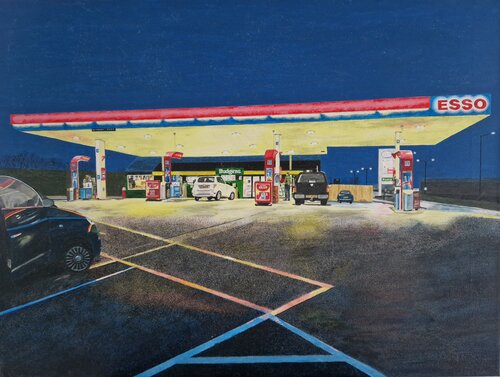 Plusha Garage - Cornwall, England by Robert Crowther, Painting for Sale on Singulart