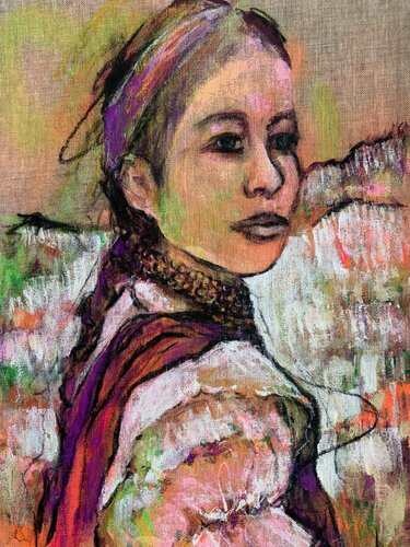 "CON MI REBOZO" van Diana Herrera, Schilderij te koop op Singulart