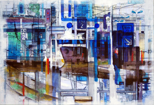 Gare de rennes di Jeanmarc Bristhuille, Pittura in vendita su Singulart