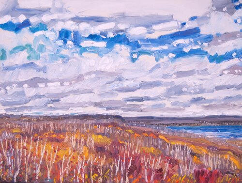 Forest Slope near Buffalo Lake in Autumn van Bruce Thompson, Schilderij te koop op Singulart