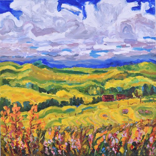 Foothills Farmstead, near Pincher Creek, Alberta van Bruce Thompson, Schilderij te koop op Singulart