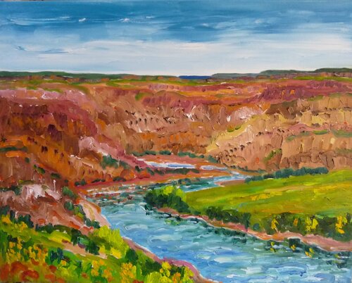 South Saskatchewan River Bluffs, north of Medicine Hat, Alberta di Bruce Thompson, Pittura in vendita su Singulart