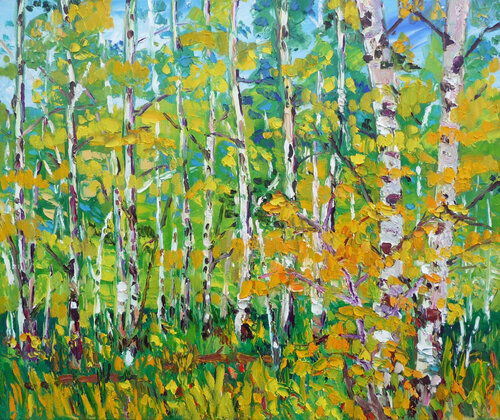 Birch Thicket near Graminia, Alberta van Bruce Thompson, Schilderij te koop op Singulart