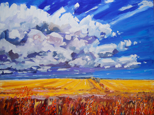 Section Line, near Redwater, Alberta, September par Bruce Thompson, Peinture en vente sur Singulart