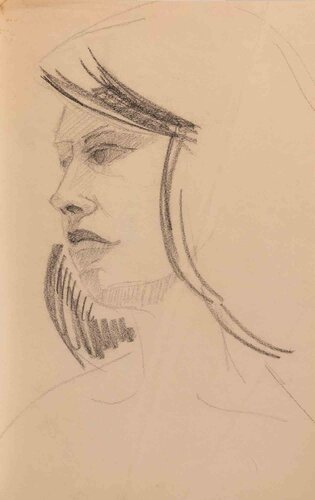 Portrait of Woman van Jacques Hirtz, Werk op papier te koop op Singulart