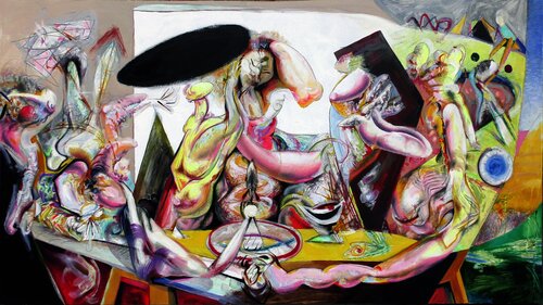 ,,The Last Supper,, side 2 - ,,The artist's workshop,,. par Sergei Chudjakow, Peinture en vente sur Singulart