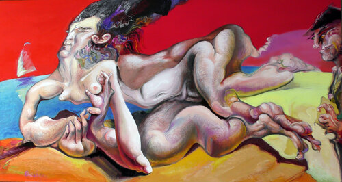 ,,An artist and a woman by the sea,, van Sergei Chudjakow, Schilderij te koop op Singulart