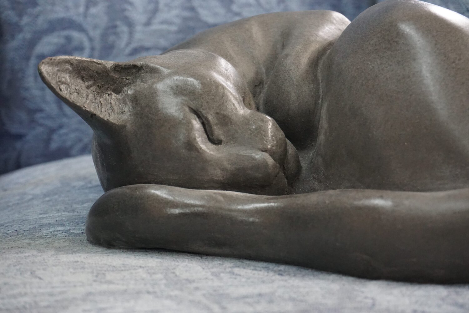 Curled up Cat Sculpture by Christine Baxter Christine A Baxter