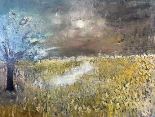 Champ lunaire (juillet 2024) Huile sur toile 3D (100x80) by Lemonnier Frederic, Painting for Sale on Singulart