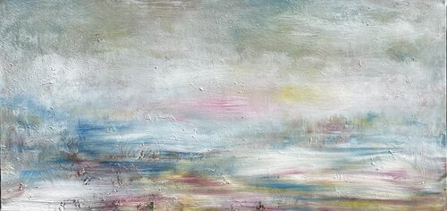 Foggy morning (septembre 2022) Huile, gesso, acrylique et encre de Chine sur toile de coton (120x60x4) by Lemonnier Frederic, Painting for Sale on Singulart