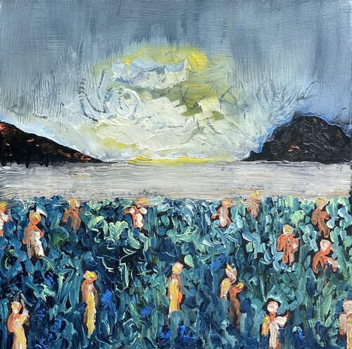 Le chant d’hiver (octobre 2023) Gesso noir, blanc et huile sur toile 3D (30×30) by Lemonnier Frederic, Painting for Sale on Singulart