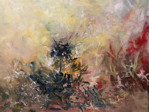 Verdoyance aurorale (novembre 2023) Gesso, chalking, et huile sur toile (100×80) di Lemonnier Frederic, Pittura in vendita su Singulart