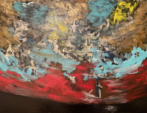 Earth is on fire !  (Oct 2022) Gesso, chalking, et huile sur toile (100×80) by Lemonnier Frederic, Painting for Sale on Singulart