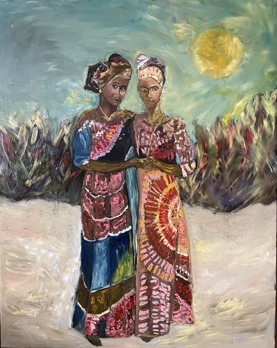 « Soninkara » (novembre 2023) Gesso noir, chalky & huile sur toile 3D (80×100) by Lemonnier Frederic, Painting for Sale on Singulart